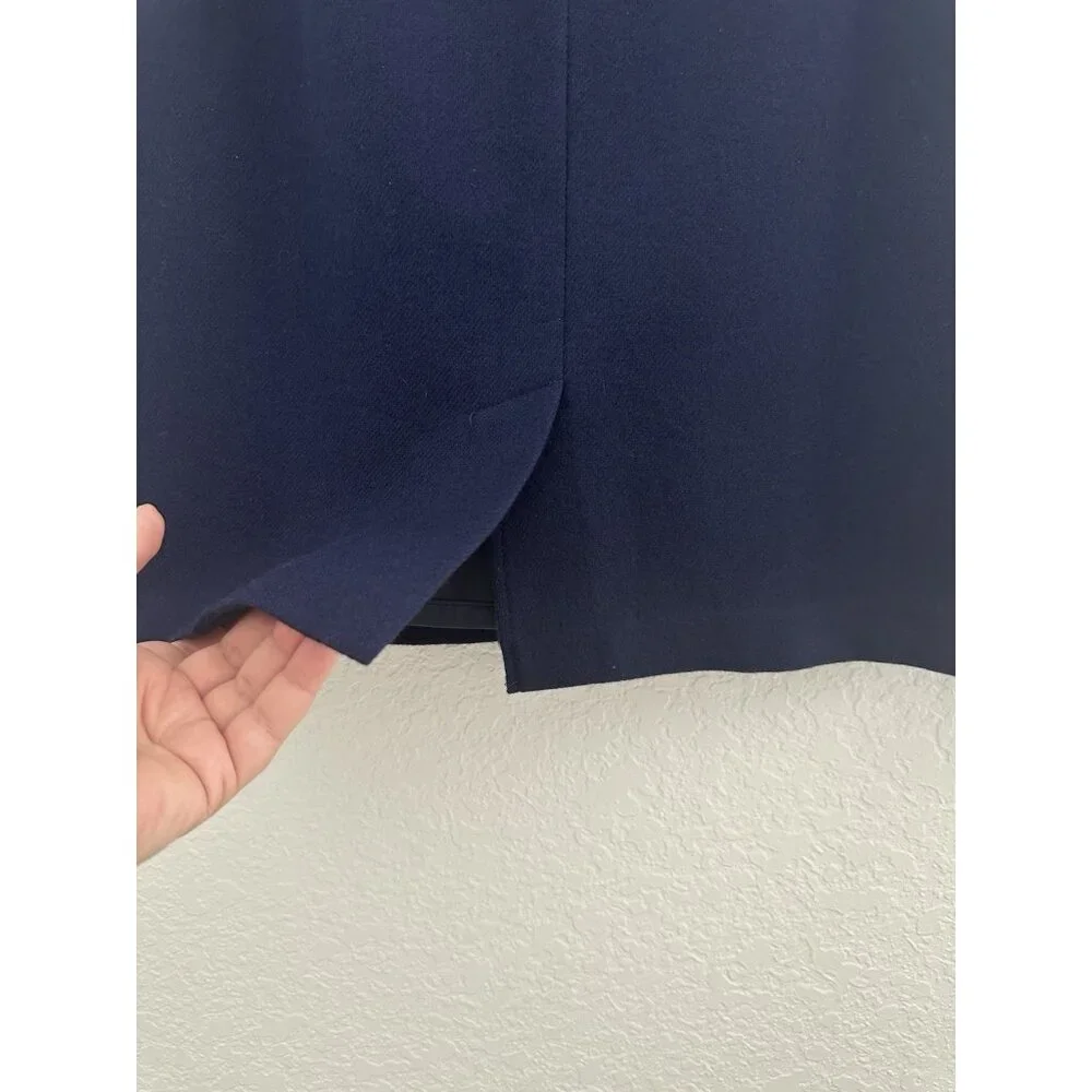 Vtg SAVANNAH 1114 Woolmark Skirt Womens 10 Navy 100% Wool Lined Academia‎ Preppy